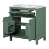 Bathroom Vanity With Ceramic Sink, Modern Single Bathroom Cabinet With 2 Doors And A Shelf, Soft Close Doors - Green - Image 14