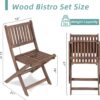 3 Piece Acacia Bistro Set, Folding Patio Furniture For Garden Backyard Balcony Porch With 1 Coffee Table And 2 Foldable Chairs - Natural Stained - Image 2