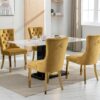 Nikki - Modern, High-End Tufted Solid Wood Contemporary Velvet Upholstered Dining Chair With Golden Stainless Steel Plating Legs, Nailhead Trim (Set of 2) - Gold - Image 17