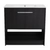 Modern 36" Bathroom Vanity With Ceramic Sink And Soft Closing Doors - Dark Oak - Image 13
