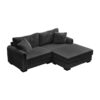 2 Seater L Shaped Chaise Sofa With Reversible Cushion Corduroy Fabric, USB - C Charging Port, Storage Pocket, Convertible Left / Right Design For Living Room - Gray - Image 13