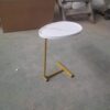 C-Shaped Side Table, Small Sofa Table For Cough, Bedroom - White / Gold - Image 12