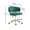 Velvet Home Office Desk Chair, Modern Cute Computer Chair, Wheels Swivel Height Adjustable Task Chair - Emerald - Image 2