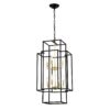 8 Light Metal Lantern Tiered Pendant Hanging Light Fixtures, Industrial Farmhouse Adjustable Height Chandeliers For Dining Room Hallway Foyer Entryway (E12 Bulbs Not Included) - Matte Black / Gold - Image 13