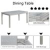 6 Piece Wooden Dining Table Set, Wooden Dining Table With 4 Upholstered Chairs And Bench For 6 People, Rectangular Dining Table Set With Crystal Decoration For Kitchen, Dining Room - Silver Gray - Image 4
