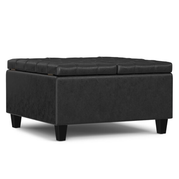 Harrison - Small Square Coffee Table Storage Ottoman - Distressed Black