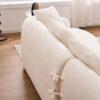 Compression Sofa: Combining Chaise Longue With 3 Seater, Wood Grain Chenille Fabric, Full Sponge Compression Sofa, Combined Sofa With 4 Pillows For Living / Home Furniture / Apartment - White - Image 31