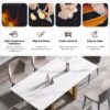 70.87" Modern Artificial Stone Straight Edge Golden Metal Leg Dining Table, Can Accommodate 6-8 People - White / Gold - Image 11