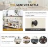 Retro Design Console Table With Two Open Shelves, Pine Frame And Legs For Living Room - Espresso / Beige - Image 4