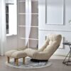 Japanese Style Single Reclining Sofa Chair With Adjustable Features Cotton For Balcony And Leisure - White - Image 16
