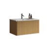 Etna - Striped Natural Oak Bathroom Vanity With White Ceramic Sink, Wall Mounted Floating Bathroom Vanity For Modern Bathroom, One-Piece White Basin Without Drain - White / Oak - Image 5