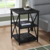Accent Table, Side Marble Look Contemporary & Modern - Black - Image 4