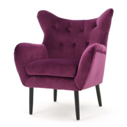Alyssa - Velvet Arm Chair With Wingback Design - Fuchsia