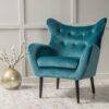 Alyssa - Velvet Arm Chair With Wingback Design - Teal - Image 3