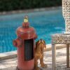 Red Fire Hydrant Water Fountain With Dog And Bird Accents, Outdoor Fountian With Light And Pump - Red / Light Brown - Image 5