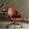 Brancaster - Aluminum Top Grain Leather Office Chair - Coffee - Image 2