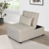 Versatile Folding Ottoman Sofa Bed Wood Multifunctional Space Saver - Beige - Image 2
