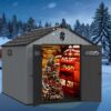 1 Resin Plastic Storage Shed For Backyard Garden With Spire Tool Storage - Black / Gray - Image 5
