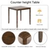 5 Piece Dining Table Set, Wooden Dining Square Table Set For 4, Counter Height Kitchen Table Set With Square Table And 4 Upholstered Chairs For Small Space - Walnut - Image 4