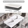 63" Modern Artificial Stone White Straight Edge Black Metal Leg Dining Table - White / Black - Image 9