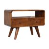 Mini Curved Media Unit With 2 Drawers - Chestnut - Image 3