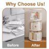 360° Rotating Bookshelf, Small Corner Bookcase, 3 Tier Floor Standing Organizer, Round - Cream White - Image 10