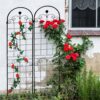 2 Pack Metal Garden Trellis For Climbing Plants Outdoor Rustproof Plant Support Rose Trellis Netting Trellis - Black - Image 10