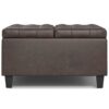 Harrison - Small Square Coffee Table Storage Ottoman - Distressed Brown - Image 2
