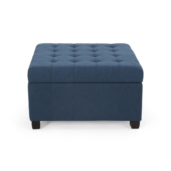 Isabella - Elegant Ottoman With Storage Functionality - Navy Blue Fabric
