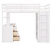 Twin Size Loft Bed With Drawers, Desk, And Wardrobe - White - Image 6