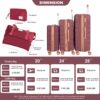 5 Piece Set (20"24"28 +A Travel Bag And A Toiletry Bag), Hard Case Spinner Wheels Luggage Sets With Tsa Lock Carry On Suitcase Luggage Durable Suitcase Color Matching - Wine Red - Image 3