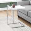 Accent Table, C - Shaped, Glossy Contemporary And Modern - White - Image 10