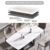 70.87" Modern Artificial Stone White Curved Black Metal Leg Dining Table - White / Black - Image 6