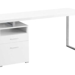 Computer Desk For Home Office, Laptop, Left, Right Set - Up, Storage Drawers, Contemporary Convenient Design - White