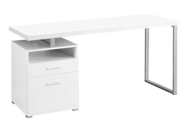 Computer Desk For Home Office, Laptop, Left, Right Set - Up, Storage Drawers, Contemporary Convenient Design - White