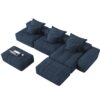 Modern Oversized Modular Sectional Sofa, Sparkling Chenille Fabric Soft Cushion Sofa With 6 Pillows, 6 Pieces Diy Combination Tufted Sofa, No Assembly Required - Blue - Image 22