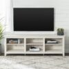 Modern Transitional 3 Shelf Open Storage 70" TV Stand For 80" TVs - White Wash - Image 6