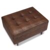 Shay - Mid Century Small Coffee Table Storage Ottoman - Distressed Chestnut Brown - Image 2