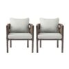 2 Pieces Outdoor Metal Patio Club Chair, Patio Furniture Arm Chair With Cushion, Modern Outdoor Furniture Deep Seating For Porch, Garden, Backyard, Balcony - Brown / Light Gray - Image 4