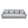 4 Seater Modern Linen Sofa With Armrest Pockets And 4 Pillows, Minimalist Style Couch - Light Gray - Image 3