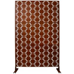 Outdoor / Indoor Privacy Screen Metal Privacy Screen, Freestanding Decorative Privacy Screen For Deck Balcony Patio - Rust Red