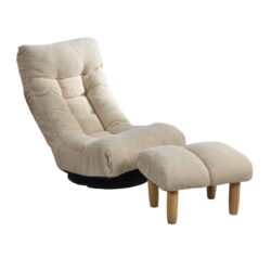 Japanese Style Single Reclining Sofa Chair With Adjustable Features Cotton For Balcony And Leisure - White