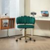 Velvet Home Office Desk Chair, Modern Cute Computer Chair, Wheels Swivel Height Adjustable Task Chair - Emerald - Image 5