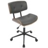 Lombardi - Mid-Century Modern Adjustable Office Chair With Swivel - Walnut / Gray - Image 2