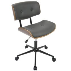 Lombardi - Mid-Century Modern Adjustable Office Chair With Swivel - Walnut / Gray