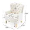 Vintage Style Club Chair, Granular Plush Fabric, Rubber Wood Legs - Almond - Image 3