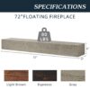 72" Rustic Wood Fireplace Mantel, Wall-Mounted & Floating Shelf For Home Decor - Gray - Image 8
