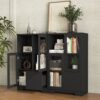 Modern Painted Cabinet With Glass Doors And Drawer - Black - Image 5