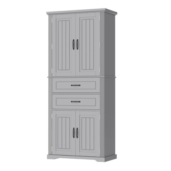 Elegant Storage Cabinet With Multi Functional Space, 2 Drawers With Slide Rails, Adjustable Shelf - Gray