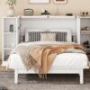 Full Size Murphy Bed With Shelves, Drawers And USB Ports - White - Image 20